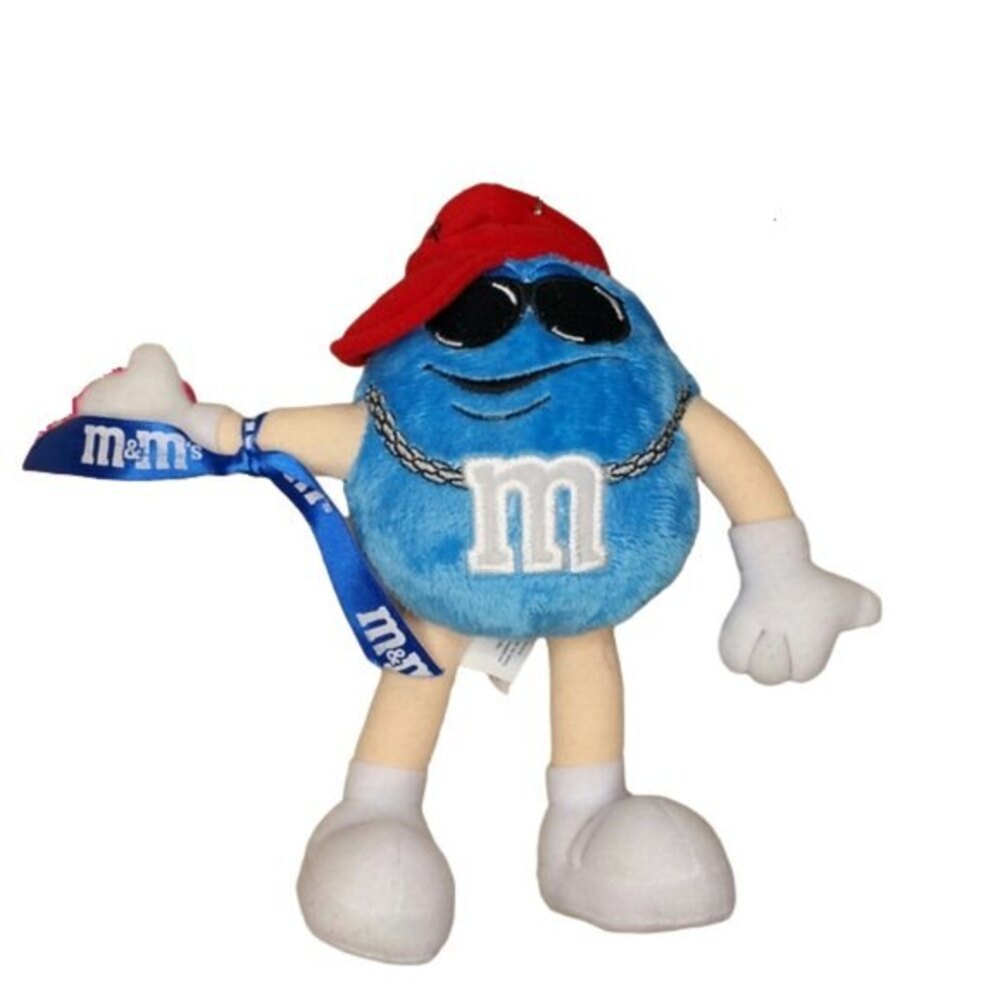 M&M Blue Player Baseball Cap Plush Ornament Doll